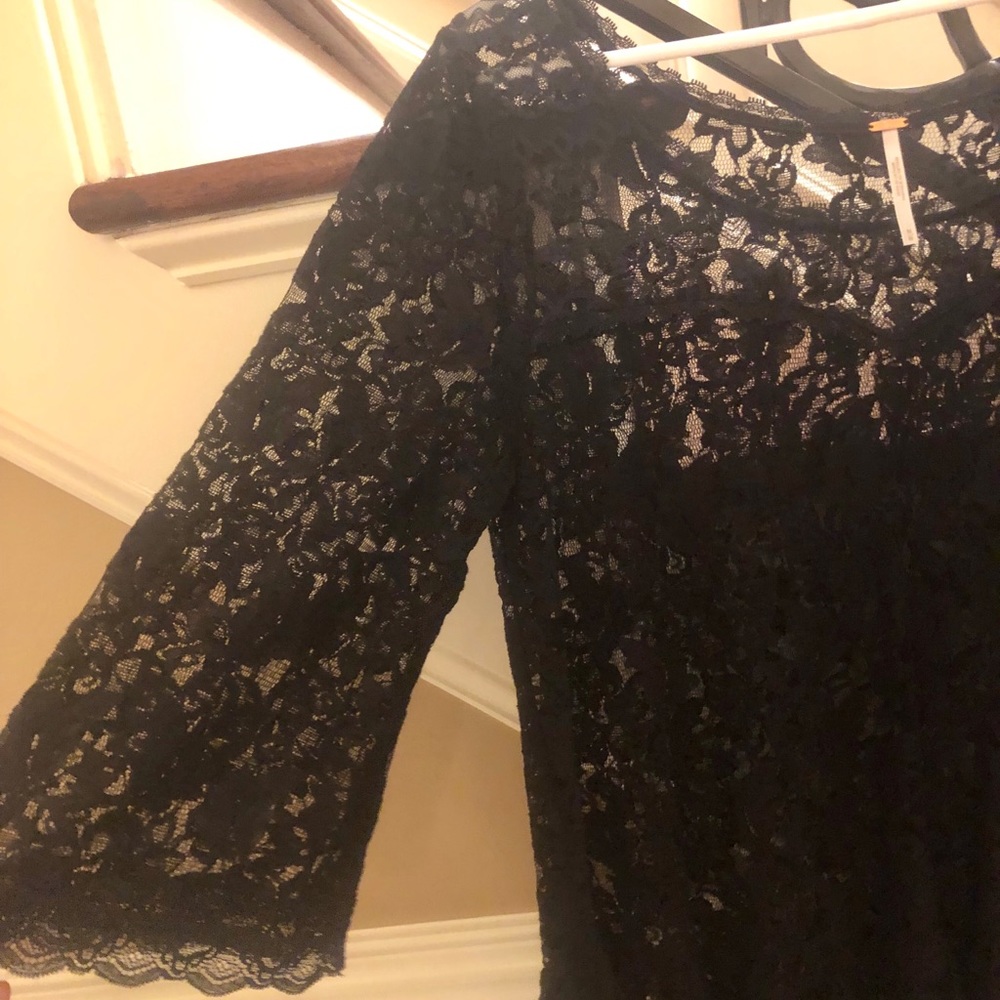 Free people, black lace blouse. medium
